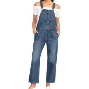 Old Navy Denim Overalls Women’s 14 Blue Utility Cargo Jeans Straight Leg